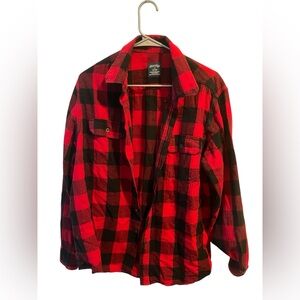 Faded Glory Red and Black Checkered Shirt Jacket